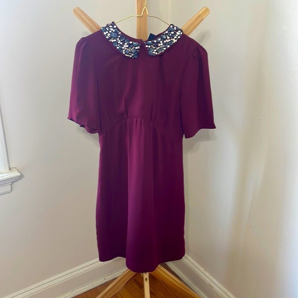 H&M burgundy/maroon dress with a rhinestone like collar